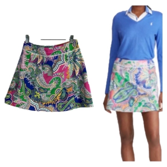 NWOT Ralph Lauren RLX Golf Skort Black Label Colorful Paisley Tennis Skirt XS - Picture 1 of 16